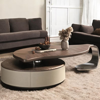 Ensemble de tables basses gigognes rondes modernes en métal de style nordique, avec plateau en bois, pour salon, luxe léger