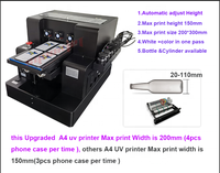 A4 — imprimante à UV 200mm de largeur Max, format bouteille d'encre, coque acrylique, bois, verre, métal, machine d'impression pour t-shirts et UV