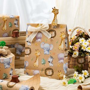 Kraft Animal Wrapping <b>Paper</b> 17in x 32.8ft Cute Jungle Design For Baby Shower Birthday Mother's Day Valentine's Day - Product Image 4