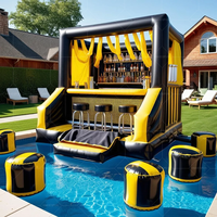Fabricant chinois de grande piscine gonflable en PVC, bar flottant avec arche et toit, capacité de 500 kg pour 10 passagers, garantie 3 ans