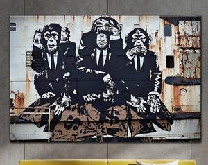 Banksy trois animaux singes mur Art rue impressions sur toile peinture prêt à accrocher - Product Image 4