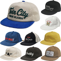 Gorras de Pana Suaves Sin Estructura Estilo Vintage Material Cómodo Visera Plana Gorra Snapback con Logotipo Bordado Personalizado