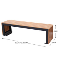 Mobilier urbain moderne banc de jardin banc en acier inoxydable sièges de parc jardin en bois patio extérieur bancs en acier inoxydable