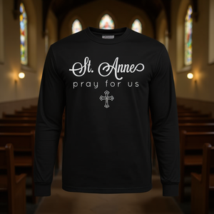 Sainte Anne Prière pour nous T-shirt catholique à manches longues - Product Image 3