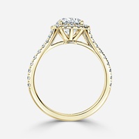 Bague de fiançailles en or massif 10K 14K 18K avec diamant de laboratoire taille radiant 1 carat, halo et pavé, certifiée IGI CVD/HPHT