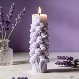 Moldes para Velas Aromáticas Creativas de la Serie Lavanda Hechos a Medida, Diseño de Relieve Floral, Molde Cilíndrico para Pasteles Personalizable - Product Image 1