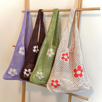Sac fourre-tout de luxe en toile tricotée en forme de cœur, style crochet japonais, imperméable, pour l'été et l'automne, avec fermeture éclair ouverte, fait main, vente en gros