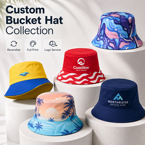 Custom Logo Embroidery Sun Summer Beach Adult Cotton Plain Black Woman <b>Flat</b> Top Wide Brim Fisherman Bucket <b>Hat</b> - Product Image 1