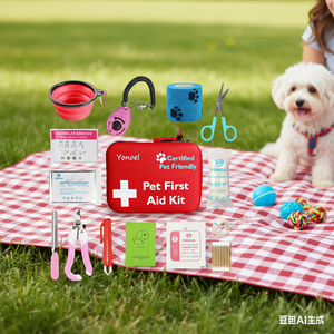 Kit de Emergencia <span class=keywords><strong>para</strong></span> Mascotas, Hogar, Oficina, Viajes, Camping, con Termómetro Digital, <span class=keywords><strong>Bozal</strong></span> y <span class=keywords><strong>Mini</strong></span> Bolsa de Primeros Auxilios - Product Image 1