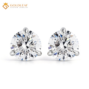 Pendientes de Diamante Cultivado en Laboratorio Goldleaf con Certificación IGI, 1.5CT VVS2, Oro Blanco de 14K, Corte Redondo, Engaste de Garra - Product Image 1