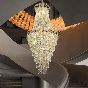 Elegant Multi-Head Crystal Chandelier Long Shape LED <b>Light</b> Source Living Room Main Hall <b>Light</b> High-End Villa Staircase <b>Lighting</b> - Product Image 2