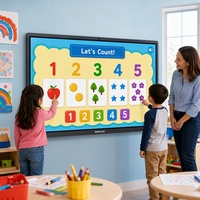 Pantalla Plana Interactiva Táctil Capacitiva de 65 Pulgadas, 20 Puntos, Pizarra Inteligente Android para Escuela