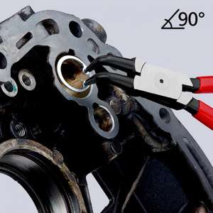 KNIPEX - 44 21 J01 SB Circlip Pliers for internal circlips in bore holes <b>black</b> atramentized, head <b>polished</b>, handles plastic coat - Product Image 2