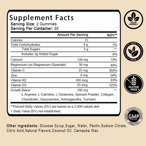 Gomitas para el Crecimiento en Altura con Calcio, Zinc, Ashwagandha, Vitamina K2 y D3 para Apoyar la Salud Ósea y el Crecimiento, OEM/ODM, Gran Venta - Product Image 2