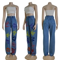 Jean décontracté de marque de luxe pour femme, taille haute, bleu délavé, collection tendance, vente chaude