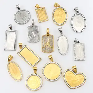 Beiyan Strength Jewelry Factory Wholesale Cheap High Quality Stainless Steel Gold Silver Round Square Heart Hip Hop Pendant