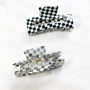 กิ๊บหนีบผม PVC อะซิเตท,ที่หนีบผมประดับตารางหมากรุกยอดนิยม - Product Image 3