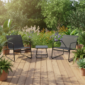 Juego de Muebles de Jardín Modernos de Acero para Exteriores, Mesa y Sillas Portátiles para Patio, Hotel, Balcón, Comedor, Sala de Estar y Patio - Product Image 2