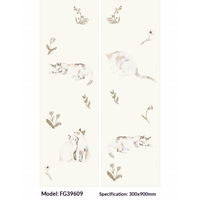 FG39608 Carreaux de porcelaine mats pour murs intérieurs, 300*900, à imprimé floral et oiseaux, style campagnard américain unique, vente directe usine
