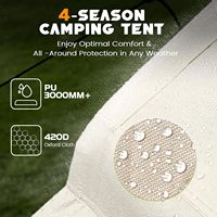 Tente de camping familiale gonflable Oxford avec fenêtre panoramique, imperméable, résistante au vent, installation rapide, grande capacité pour 4-6 personnes