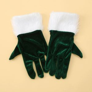 Étiquette de soirée du réveillon de Noël - Gants courts en velours doré avec poignets en fourrure blanche - Product Image 5