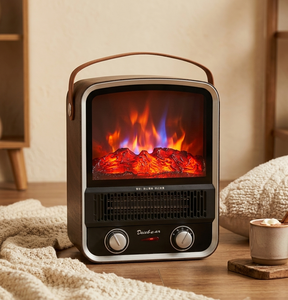 Cheminée électrique portable 2000W 10-19k BTU/h, effet de flamme réaliste, chauffage rapide, poêle autoportant pour la maison, salon - Product Image 1