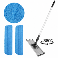 Mopa Ligera de Microfibra para Limpiar Pisos, con Almohadillas Lavables, Mopa Plana para Uso en Seco y Húmedo, con Mango de Acero Inoxidable