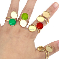 Edelstahl-Doppelrand-Ringrohlinge, vergoldet, verstellbare Ringbasis, runde Cabochon-Fassung für Emaille- und Harzschmuckherstellung