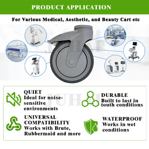 6 Zoll Medizinische Bettrollen, 5 Zoll Schwenkbare Bremsrollen, 4 Zoll Krankenhausbett-Rollen, Gepäck-Bremsrollen Großhandel - Product Image 2