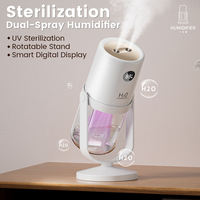 YINHI Nouveau Mini Humidificateur à Impulsion à Brume Froide 320ml Petit Diffuseur d'Huiles Essentielles Double Pulvérisation Stérilisation Lumière Nocturne LED