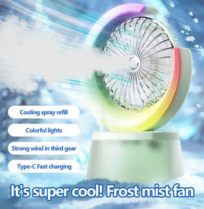 Ventilateur de climatisation personnel mini portable avec lumière LED, 3 vitesses de vent et modes de brumisation, refroidisseur d'air évaporatif alimenté par USB - Product Image 2