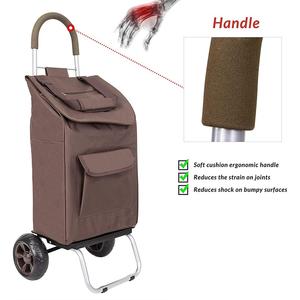 Kleine Winkelwagen Opvouwbare Winkelwagen Supermarkt Boodschappen Voedselmand Draagbare Stoel - Product Image 3