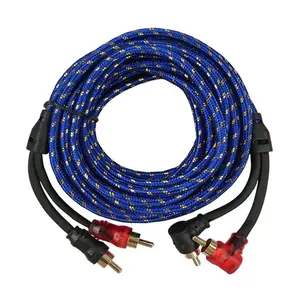 Hoge Kwaliteit Beroep Nylon Auto Audio 2 Rca Mannelijk Naar 2 Rca Mannelijke Lotus Hoofd Hoge Afscherming Audio Voor Tv Vcr Video Audio Kabel