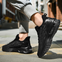 Nouvelles baskets de sport noires à coussin d'air avec logo personnalisé pour hommes chaussures de marche légères et respirantes en maille