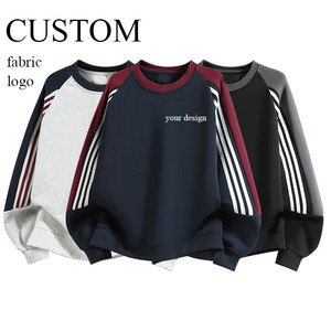 Men Custom <b>Sweatshirt</b> Heavy Weight Pullover <b>Long</b> Sleeve Cotton Stripe Crew Neck High Quality Streetwear Hoodie - Product Image 1
