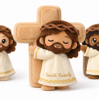 Peluche personnalisée magnétique Jésus avec croix détachable, adorable jouet religieux en peluche pour enfants et cadeaux d'église