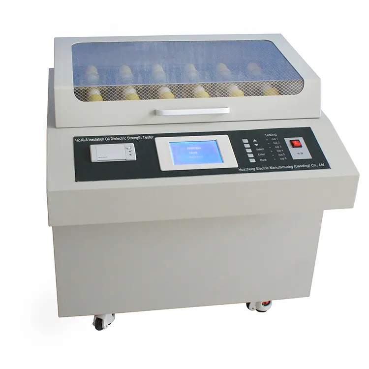 Apparecchiatura di prova di resistenza dielettrica dell'olio isolante portatile a sei tazze della macchina di prova dell'olio del trasformatore elettrico Huazheng