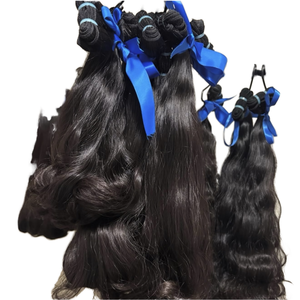 Natural <b>Black</b> <b>Raw</b> Human Hair Bulk Unprocessed Single Drawn Remy Hair Bundles For Braiding Extensions - Product Image 1