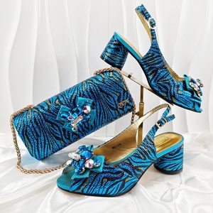 Scarpe Color oro di alta qualità e borse abbinate Clutch Set scarpe africane e <span class=keywords><strong>sandali</strong></span> per grandi occasioni - Product Image 6