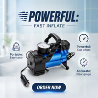Easy Use 12V DC Car Tire Inflator with Tire Pressure Monitor and Gauge Portable Air Compressor Rapid Inflation