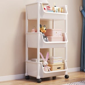 Petit chariot mobile à 4 niveaux, étagère de <span class=keywords><strong>rangement</strong></span> simple pour salon, <span class=keywords><strong>chambre</strong></span>, collations et articles divers, organisateur de vide-espaces - Product Image 4