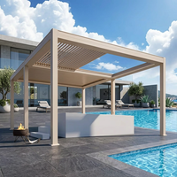 Pergola à lames orientables rétractables 3x3m 3x4m 4x4m 4x5m 4x6m 5x6m en aluminium pour extérieur, jardin et terrasse, écologique