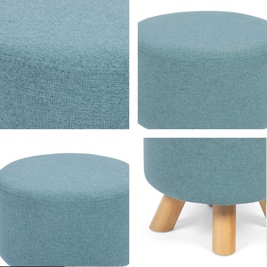 Tabouret ottoman rond à la mode en lin le plus vendu tabouret de thé canapé de meilleure qualité repose-pieds confortable pas cher pour le salon - Product Image 3