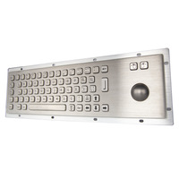 Kiosque de boule de commande en métal robuste et étanche pour clavier industriel en acier inoxydable à 67 touches