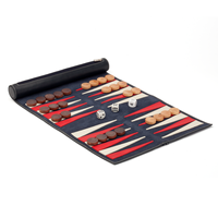 Personalisiertes Reise-Backgammon-Set auf Rolle, tragbares Backgammon-Brettspiel aus PU-Leder