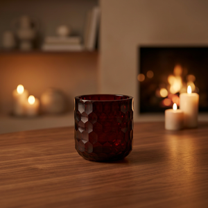 Porte-bougie décoratif en verre martelé fait main pour Noël, pot à bougie chauffe-plat noir moderne et léger pour la décoration intérieure - Product Image 2