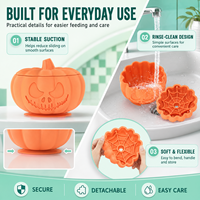 Bol pour chien TOPIN SBP-D032 personnalisé 2-en-1 en silicone, motif citrouille d'Halloween, 700 ml, mangeoire lente avec base à ventouse et tapis à lécher amovible