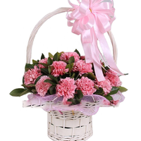 Panier à fleurs pâques en osier blanc, vide, avec tissu fait à la main