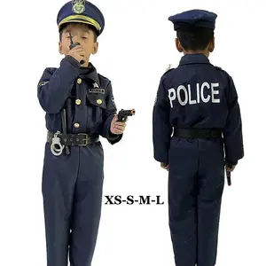 Halloween Most Popular 7Pieces Child Sheriff Costume Police Officer Cop Uniform Costume for Kids Kids Career Day Outfits