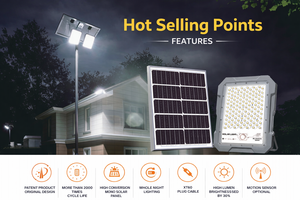 6500K 300W Battery LED IP65 Solar Flood <b>Light</b> With <b>Projector</b> for Garden Landscape & Road Use MJ-BW300 IP65 Water Resistance Prot - Product Image 3